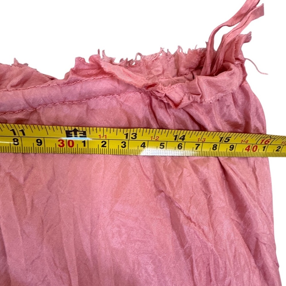 Chan Luu Pink Orange Tiered Colorblock Crinkle Midi Skirt Size L NWT - Picture 6 of 6